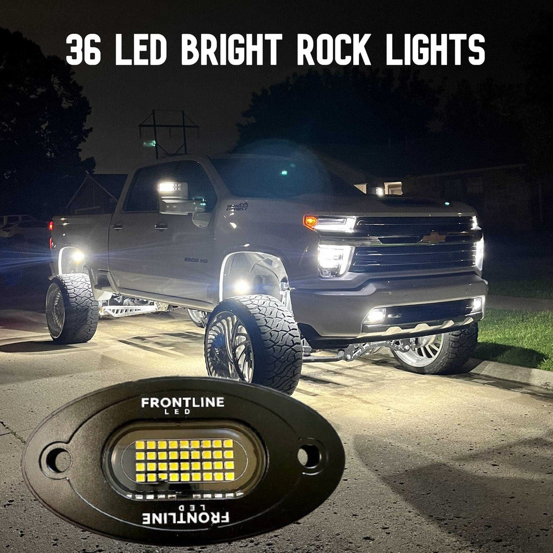 Rock Lights For Trucks, 36 LED Pure White Rock Lights, Frontline LED